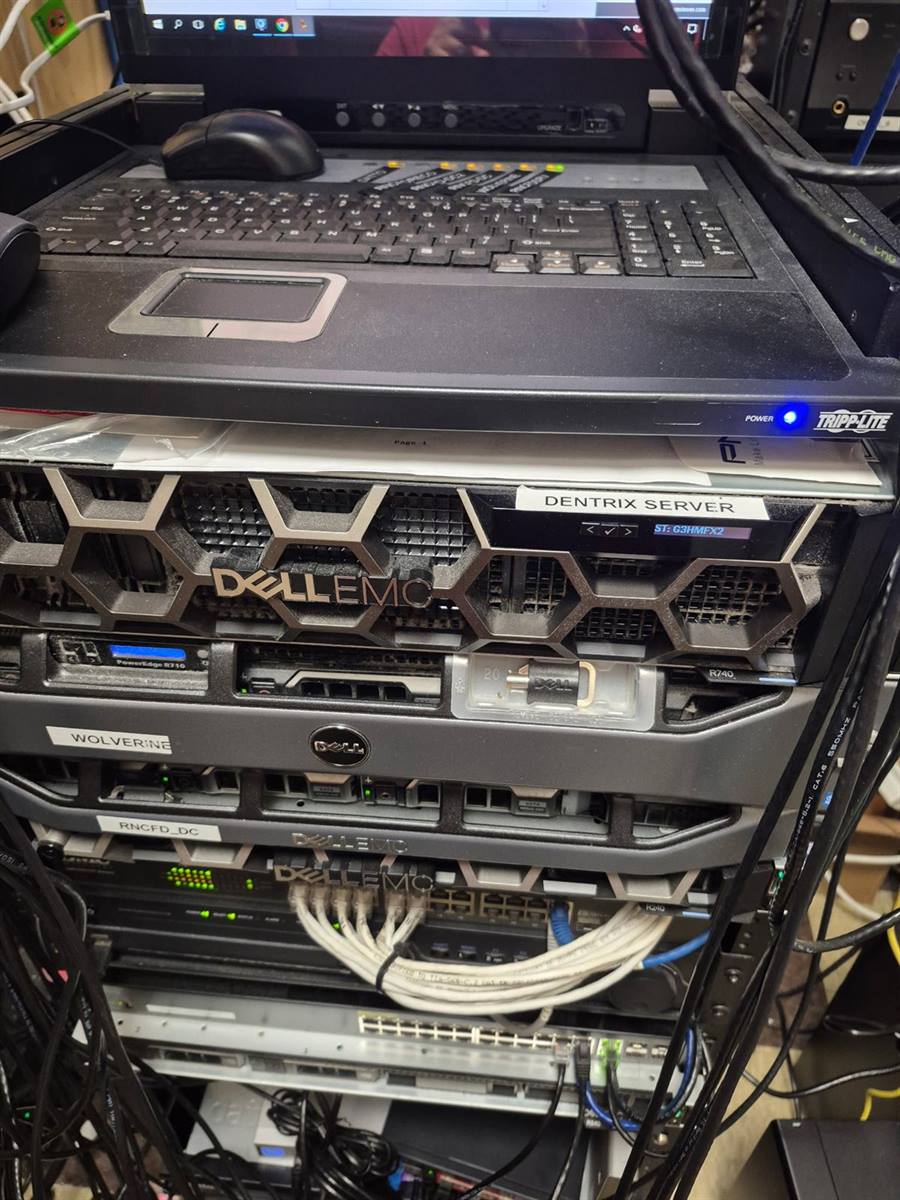 Dental practice server install — Dell EMC server rack and Tripp-Lite PDU